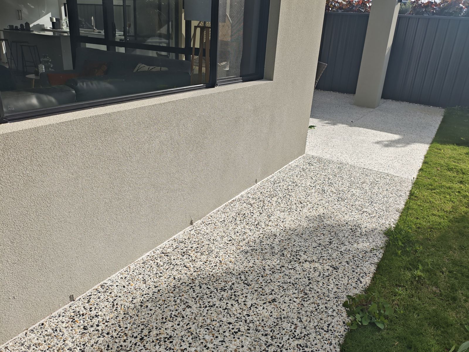 Alfresco patio area checked during a practical completion inspection on a new Perth home