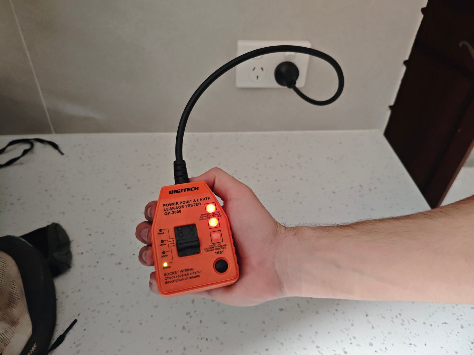 Power point and earth leakage tester used during a Comprehensive Pre-Purchase inspection